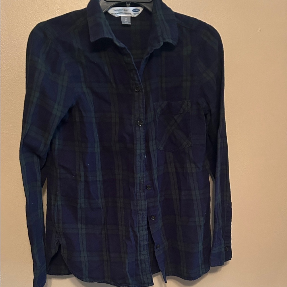 Old Navy Blue Plaid Women's Top